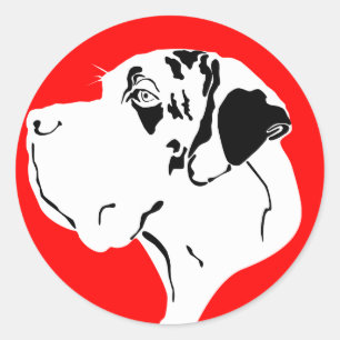 Sticker Rond Great Dane Big Head merle