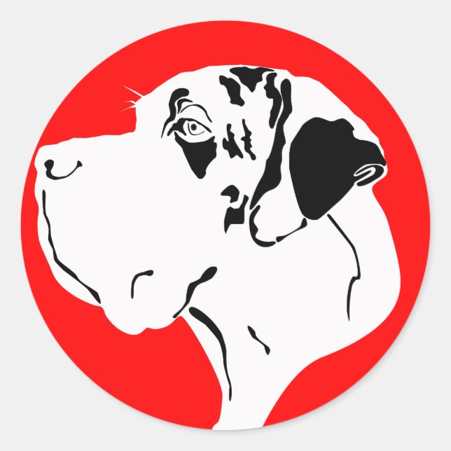 Sticker Rond Great Dane Big Head merle (Devant)