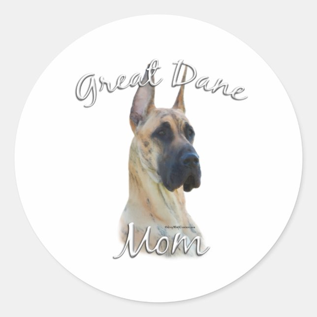 Sticker Rond Great Dane (brindle) Maman 2 (Devant)