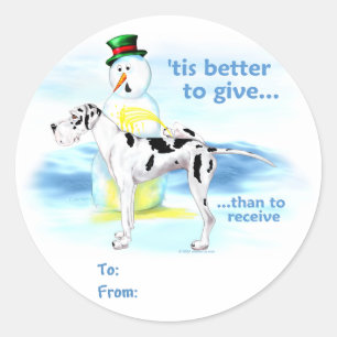 Sticker Rond Great Dane BTG Harlequin UC Tags cadeaux
