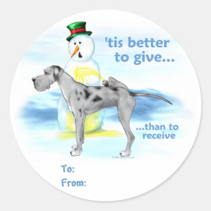 Sticker Rond Great Dane BTG Merle UC Tags cadeaux