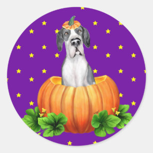 Sticker Rond Great Dane Halloween Mantle UC Dane-O-Lantern