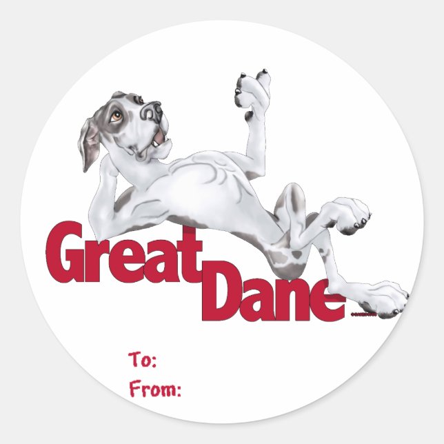 Sticker Rond Great Dane Laid Back Harlequin UC (Devant)