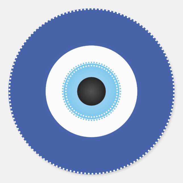 Sticker Rond Grec Mal Eye Bleu (Devant)