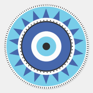 Sticker Rond Grec Mal Eye Bleu