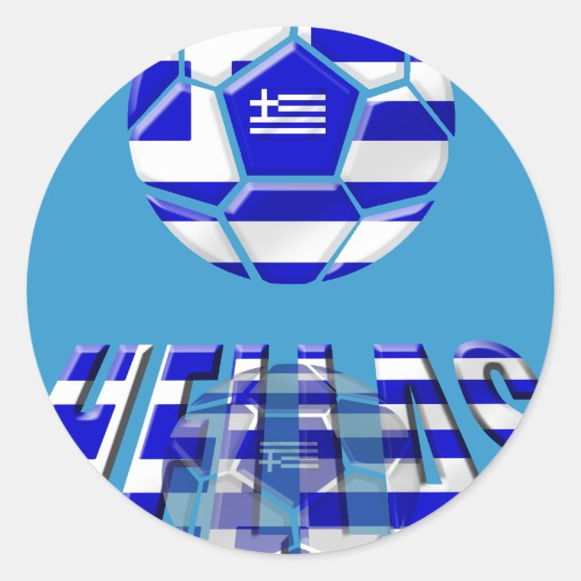 Sticker Rond Grèce Soccer Hellas Logo Soccer Ball Dons (Devant)