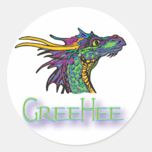 Sticker Rond GreeHee Le Dragon Profond De La Pensée