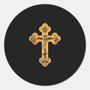 Sticker Rond Greek Orthodox Jesus Christ Cross
