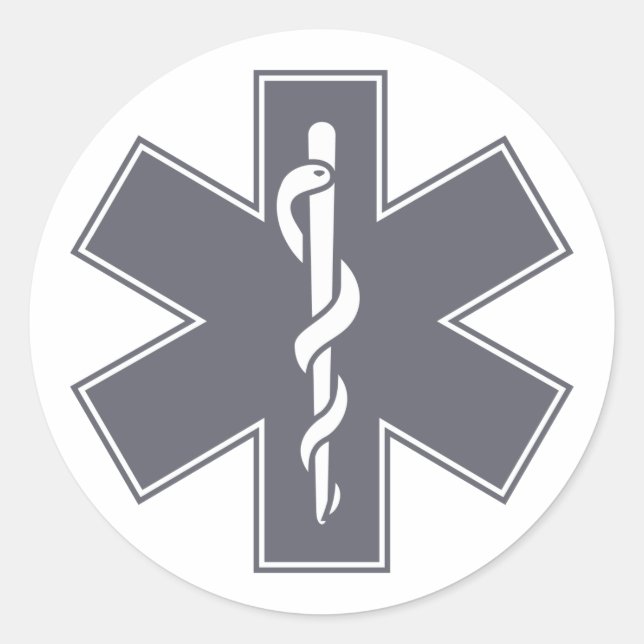 Sticker Rond Green Black Grey Purple Nurse EMS Star of Life (Devant)