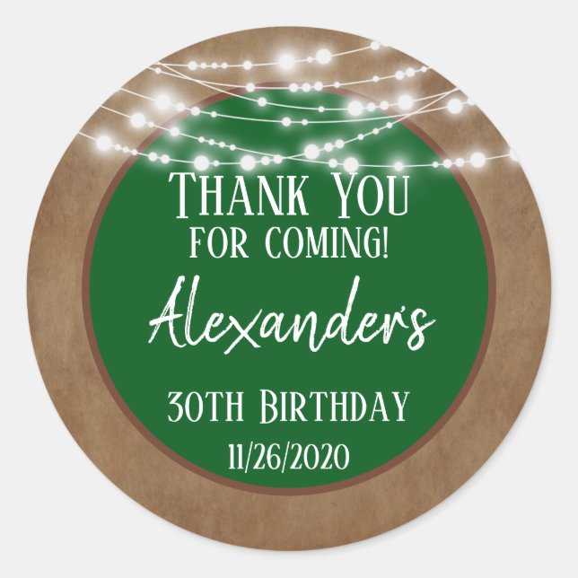 Sticker Rond Green Brown Lights Merci Anniversaire Favoriser Ta (Devant)