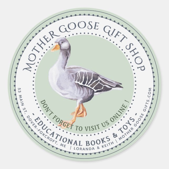Sticker Rond Green Business Mother Goose Librairie Plaque (Devant)