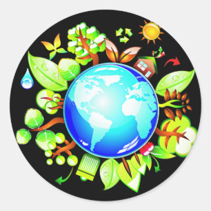 Sticker Rond Green Earth Eco Friendly pour le Jour des terres