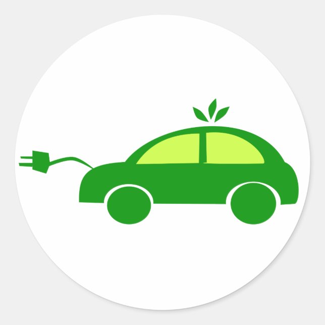 Sticker Rond Green Eco Electric Voiture - Écologie, Environneme (Devant)