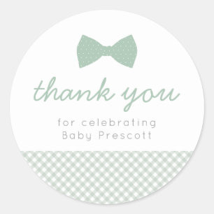 Sticker Rond Green en vichy baby shower merci