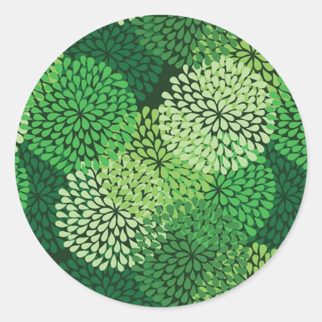 Sticker Rond Green floral (Devant)