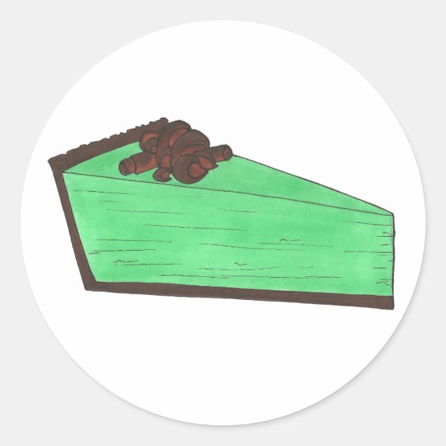 Sticker Rond Green Grasshopper Pie Slice St. Patrick's Day Food (Devant)
