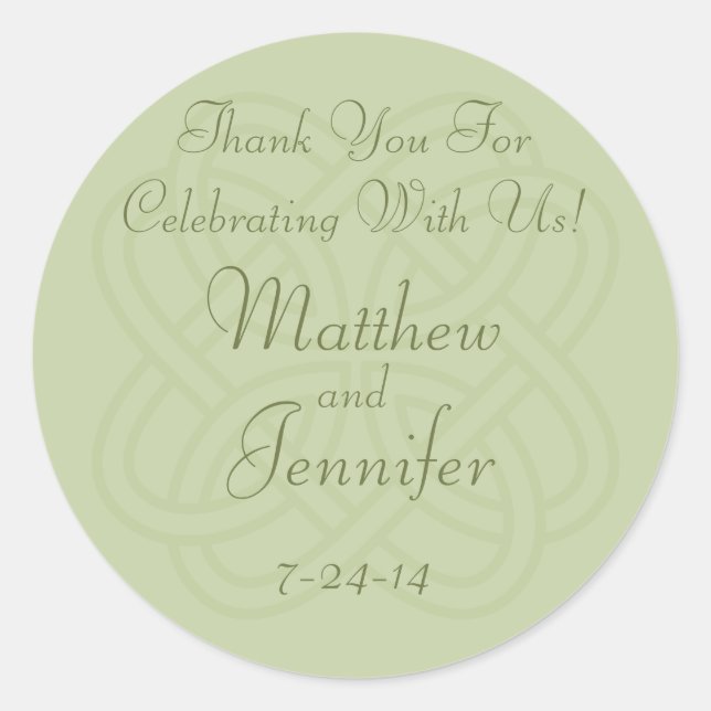 Sticker Rond Green Irish Knot Custom Wedding Favoriser les Étiq (Devant)