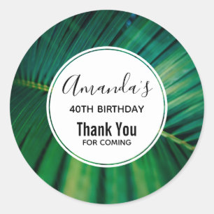 Sticker Rond Green Leaf Palm Frond Tropical Nature Photo Party