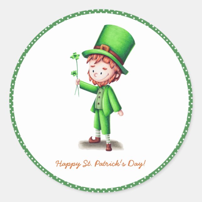 Sticker Rond Green Leprechaun St Patrick’s Day (Devant)