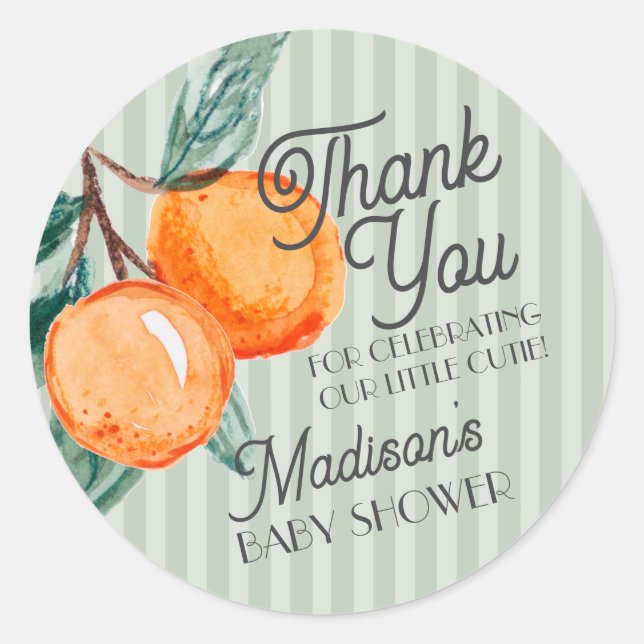 Sticker Rond Green Little Cutie Citrus Baby shower Favoriser (Devant)