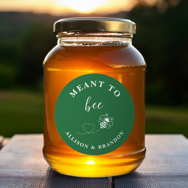Sticker Rond Green Meant to Bee Jar Label, Wedding Favor Honey  (Créateur téléchargé)