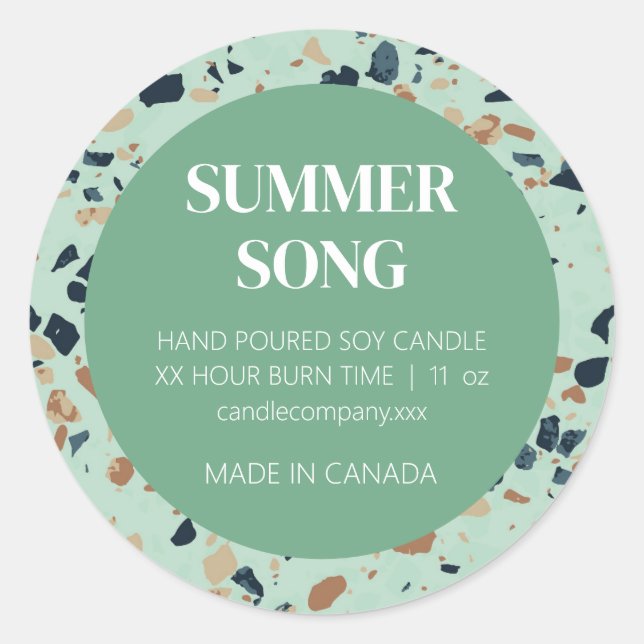 Sticker Rond Green Mosaic Product Candle Label (Devant)