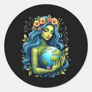 Sticker Rond Green Mother Jour des terres Gaia Sauvez notre pla