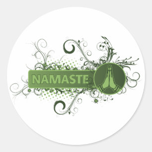 Sticker Rond Green Namaste