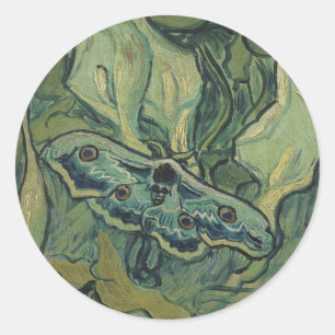 Sticker Rond Green Peacock (Empereur) Moth de Vincent van Gogh