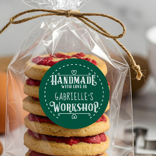 Sticker Rond Green Personnalisé à la main avec amour dans l'ate