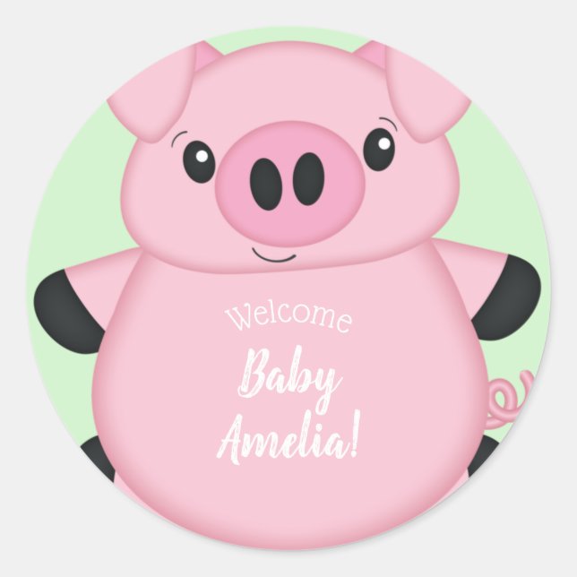 Sticker Rond Green Pig Baby (Devant)