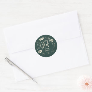 Sticker Rond Green Quirky Doodle Graduation Party Favoriser