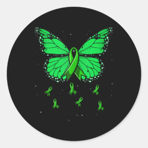 Sticker Rond Green Ribbon Butterfly Womens Mental Health Award
