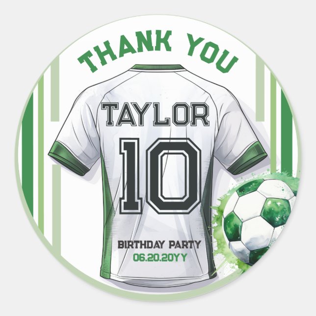Sticker Rond Green Soccer Sports Boy Jersey Anniversaire de enf (Devant)