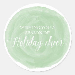 Sticker Rond Green Watercolor Holiday Cheval