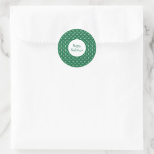 Sticker Rond Green White Snowflakes vacances Noël