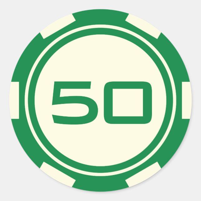 Sticker Rond GreenCream White Poker Chip Casino Numéro d'annive (Devant)