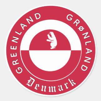 Sticker Rond Greenland Stickers, Bear, Patriotic Greenland Flag