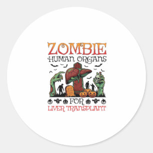 Sticker Rond Greffe de foie d'organes humains de zombie Hallowe