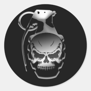 Sticker Rond Grenade de crâne