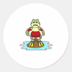 Sticker Rond Grenouille à la natation avec anneau de natation