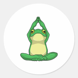 Sticker Rond Grenouille au yoga en jambe croisée