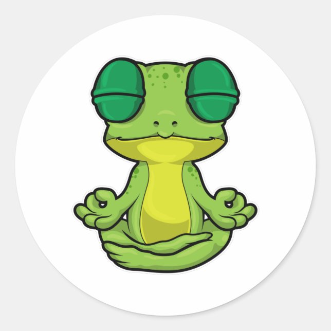 Sticker Rond Grenouille au yoga en jambe croisée (Devant)