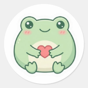Sticker Rond Grenouille autocollante d'amour minimal Cute Frog 