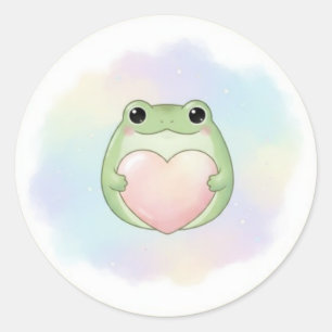 Sticker Rond Grenouille autocollante d'amour minimal Cute Frog 