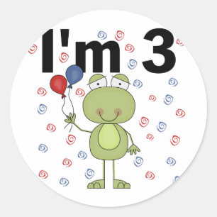 Sticker Rond Grenouille avec ballons 3e anniversaire