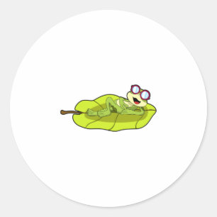 Sticker Rond Grenouille avec lunettes de soleil