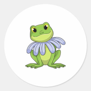 Sticker Rond Grenouille avec marguerite