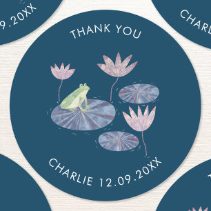 Sticker Rond Grenouille dans un Merci mou d'étang Lily