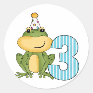 Sticker Rond Grenouille de fête 3e anniversaire T-shirts et cad
